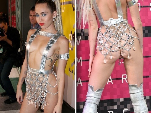 Miley Cyrus sa objavila na červenom koberci skoro úplne nahá.