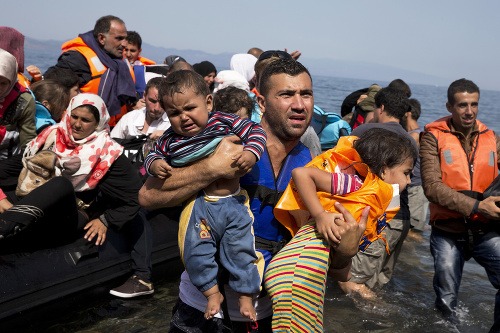 Utečenci na ostrove Lesbos. 
