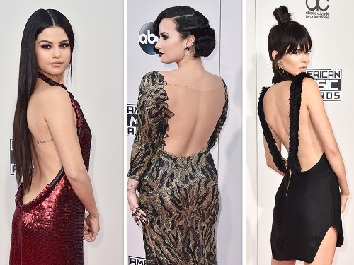 Selena Gomez, Demi Lovato a Kendall Jenner stavili na odhalený chrbát. 