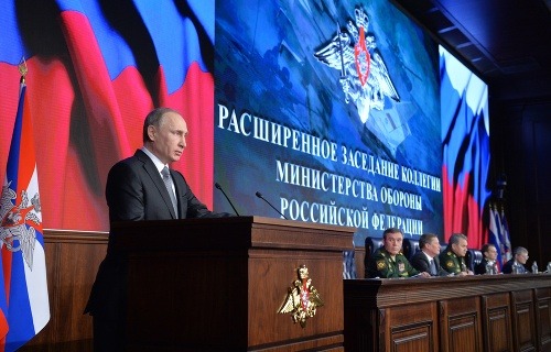 Ruský prezident pri príhovore k najvyšším vojenským predstaviteľom v Moskve.