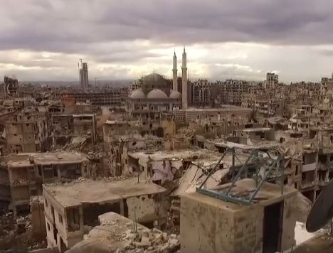 Zničené mesto Homs