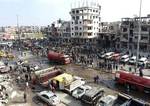 Pohľad na sýrsky Homs po bombovom útoku