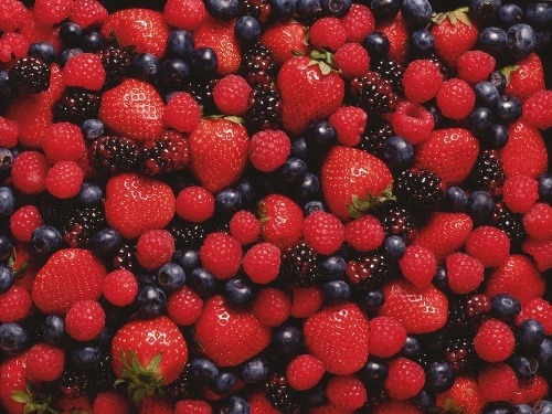 Strawberries and blueberries are