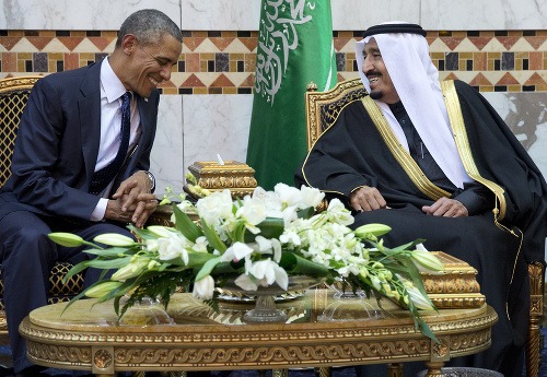 Bývalý prezident USA Barack Obama na stretnutí so saudským kráľom Salmanom.