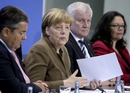 Sigmar Gabriel, Angela Merkelová, Horst Seehofer a Andrea Nahlesová