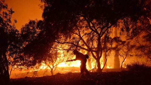 Požiar, ktorý zasiahol pobrežné kaňony západne od Santa Barbara sa nedarí likvidovať, pretože horí vegetácia, ktorú 70 rokov nepostihol požiar.