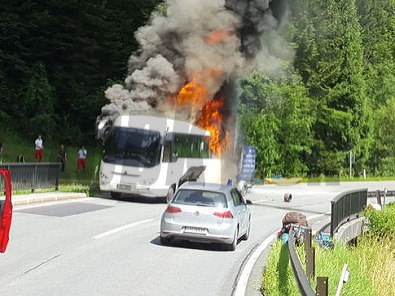 Požiar autobusu v Rakúsku 