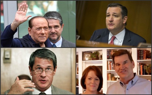 Koláž - Silvio Berlusconi, Ted Cruz, David Vitter a Ted Haggard