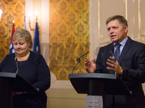 Robert Fico prijal nórsku premiérku Ernu Solbergovú