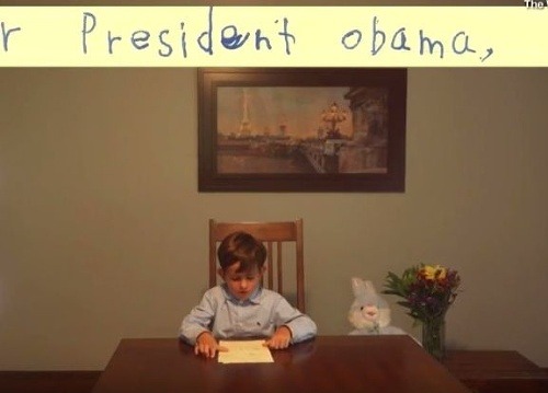 Alex číta svoj list prezidentovi.