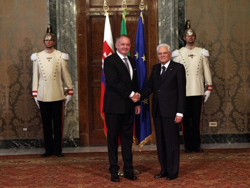 Andrej Kiska a prezident Talianska Sergio Mattarella.