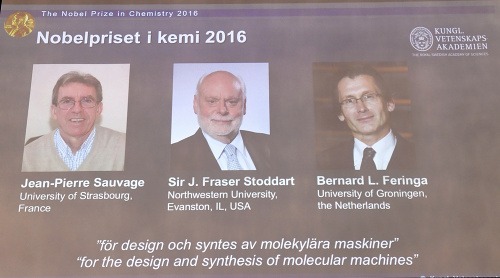 Nobelovu cenu za chémiu za rok 2016 získali Jean-Pierre Sauvage, J. Fraser Stoddard a Bernard L. Ferinda