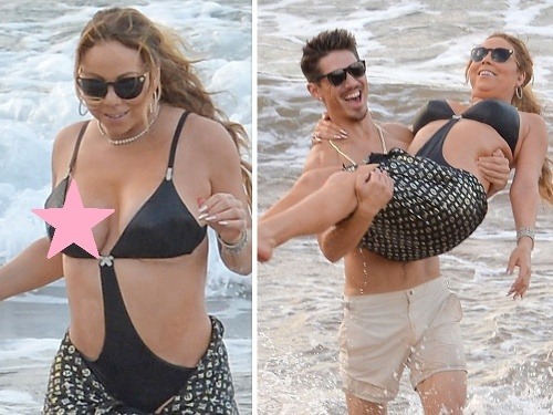 Mariah Carey a Bryan Tanaka šantili na pláži. 