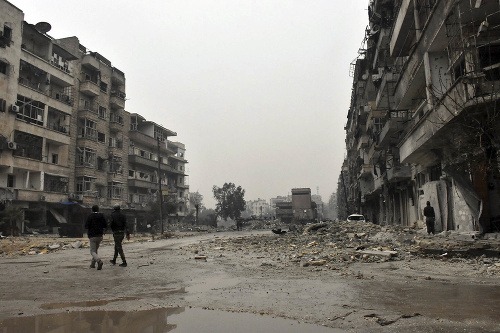 Zdevastované Aleppo.