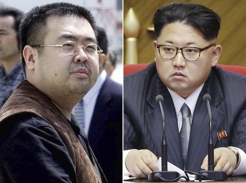 Nevlastný brat severokórejského vodcu Kim Čong-nam (vľavo) a severokórejský vodca Kim Čong-un (vpravo). 