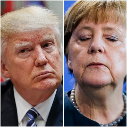 Donald Trump a Angela Merkelová.