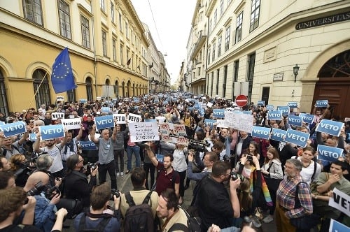 Protest v Maďarsku.