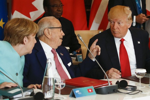 Angela Merkelová,  Beji Caid Essebsi a Donald Trump