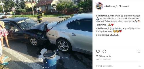 Nikola Máčeová sa na Instagrame podelila fotkami z hrozivo vyzerajúcej autonehody, ktorej bola účastníčkou.
