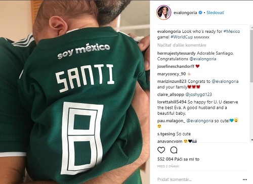 Z týždňového synčeka herečky Evy Longorie je už futbalový fanúšik. 
