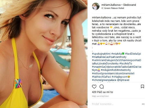 Miriam na Instagrame zverejnila poriadne sexi záber. Muži museli mať radosť.