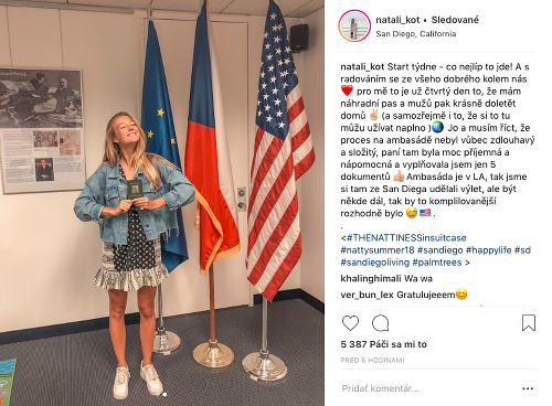 Natálie Kotková si na ambasáde v Los Angeles musela vybavovať nový pas. 