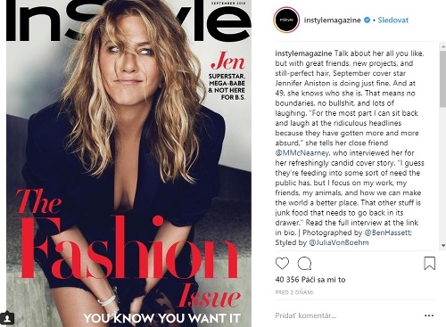 Jennifer Aniston zdobí septembrové vydanie magazínu InStyle. 