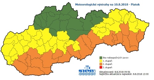 Výstrahy na piatok.