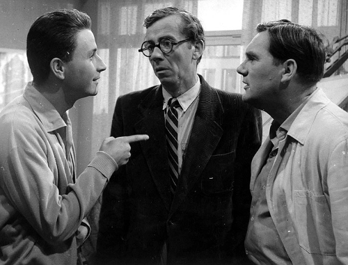 Anton Mrvička, Emil Horváth starší a František Dibarbora v roku 1960 vo filme Skalní v ofsajde.