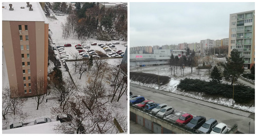 Pohľad z okna: V Bratislave snehu pribúda, cesty v Košiciach zatiaľ biele nie sú.