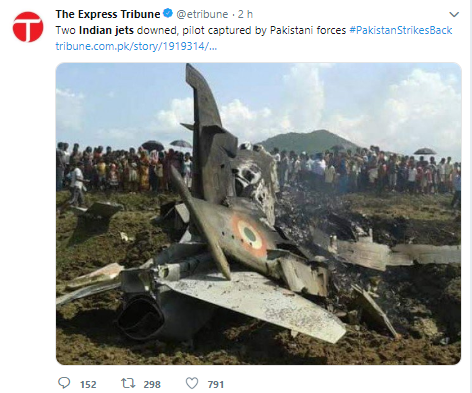 Pakistanské vzdušné sily zostrelili