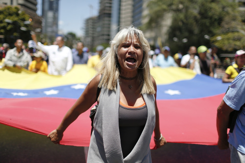 Demonštranti vo Venezuele