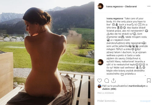 Ivana Regešová potešila fanúšikov záberom, kde je celkom nahá. Škoda len tej nepodarenej retuše.