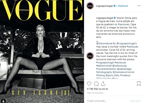 Nestarnúca Sharon Stone na titulke magazínu Vogue Portugal.