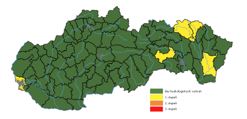Hydrologická výstraha 1. stupňa bola vydaná aj pre okresy Gelnica, Bardejov, Svidník a Michalovce, v ktorých platí do 31. mája. 
