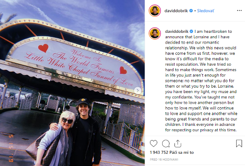 David Dobrík sa so svojou manželkou rozvádza. 