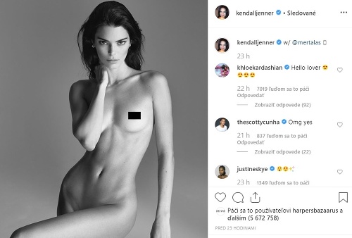 Kendall Jenner pózovala pred objektívom celkom nahá. 