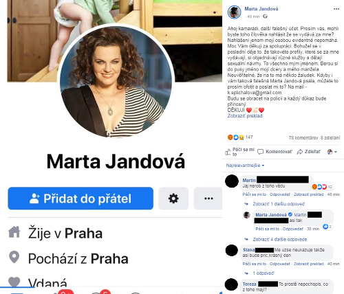 Marta Jandová žiada fanúšikov o pomoc. 