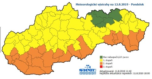 Výstrahy na pondelok