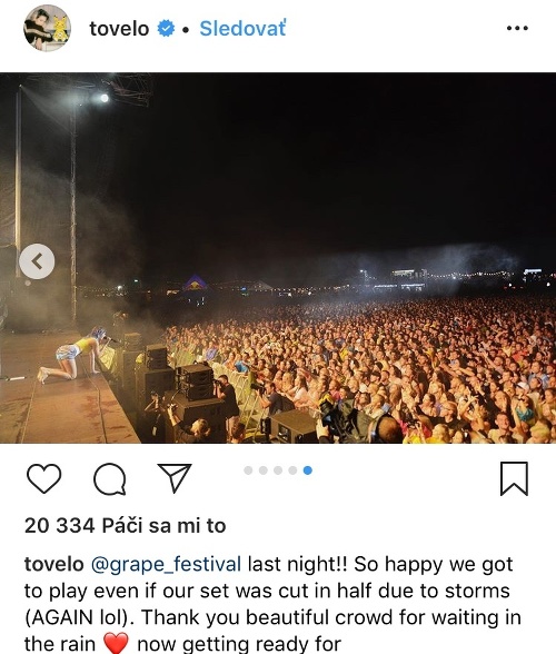 Speváčka Tove Lo si atmosféru na festivale Grape parádne užila. 