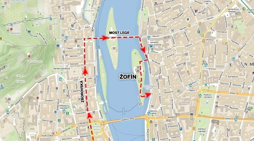 Mapa trasy smútočného pochodu