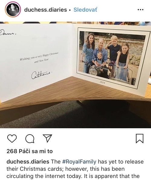 Internetom koluje aj takýto pozdrav, ktorý by mal byť od princa Williama a jeho rodiny. Fotografia vznikla v lete a okrem vojvodu a vojvodkyne z Cambridea pózujú na nej aj ich deti - George, Charltte a Louis. 