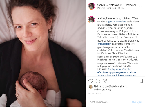 Andrea Kerestešová sa na Silvestra stala dvojnásobnou mamou. 