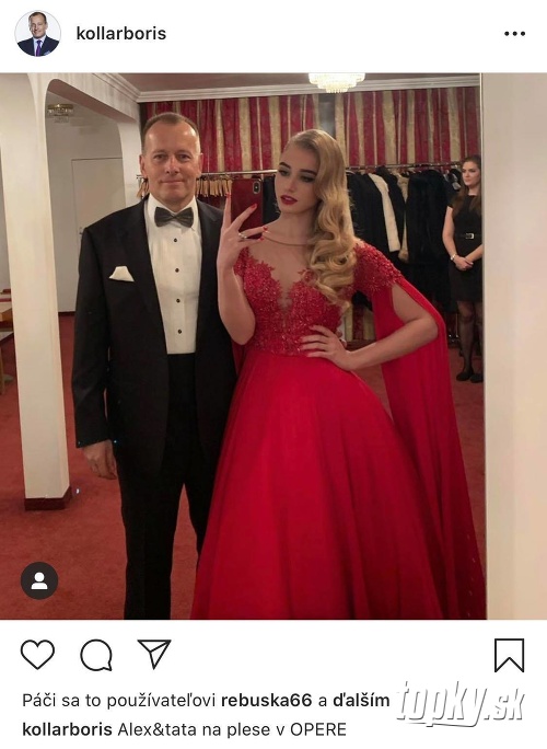 Politik Boris Kollár sa pochválil fotkou s dcérou Alexandrou. Tá si na 20. ročník Plesu v opere zvolila červenú róbu.