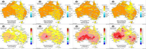  Vývoj odchýlok maximálnej dennej a priemernej dennej teploty vzduchu vo vybraných obdobiach roku 2019 na území Austrálie podľa údajov BOM