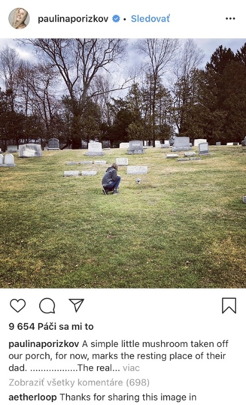 Pavlína Pořízková zverejnila na instagrame fotku z cintorína. 