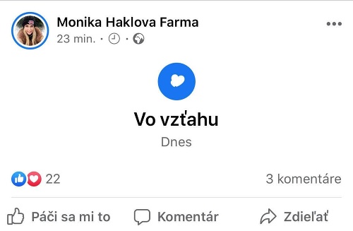 Monika Haklová sa pochválila, že je opäť zamilovaná.
