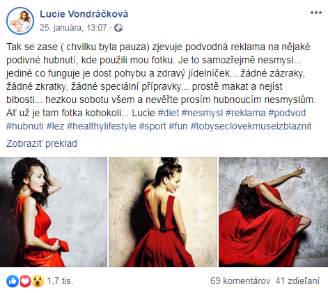 Lucie Vondráčková sa už po druhý raz stala obeťou podvodu s reklamou na chudnutie. 