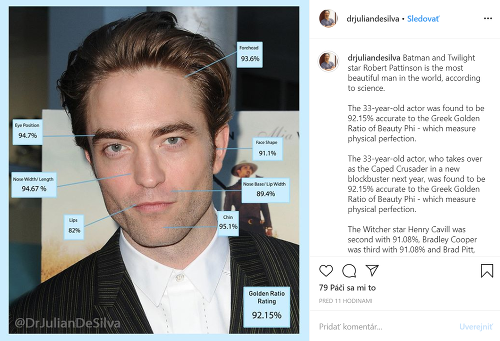 Podľa vedeckých výpočtov je najkrajším mužom planéty herec Robert Pattinson.