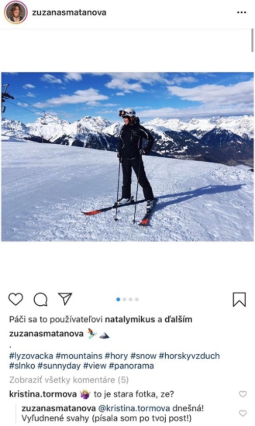 Zuzana Smatanová namiesto pobytu doma zvolila lyžovačku v Alpách. 